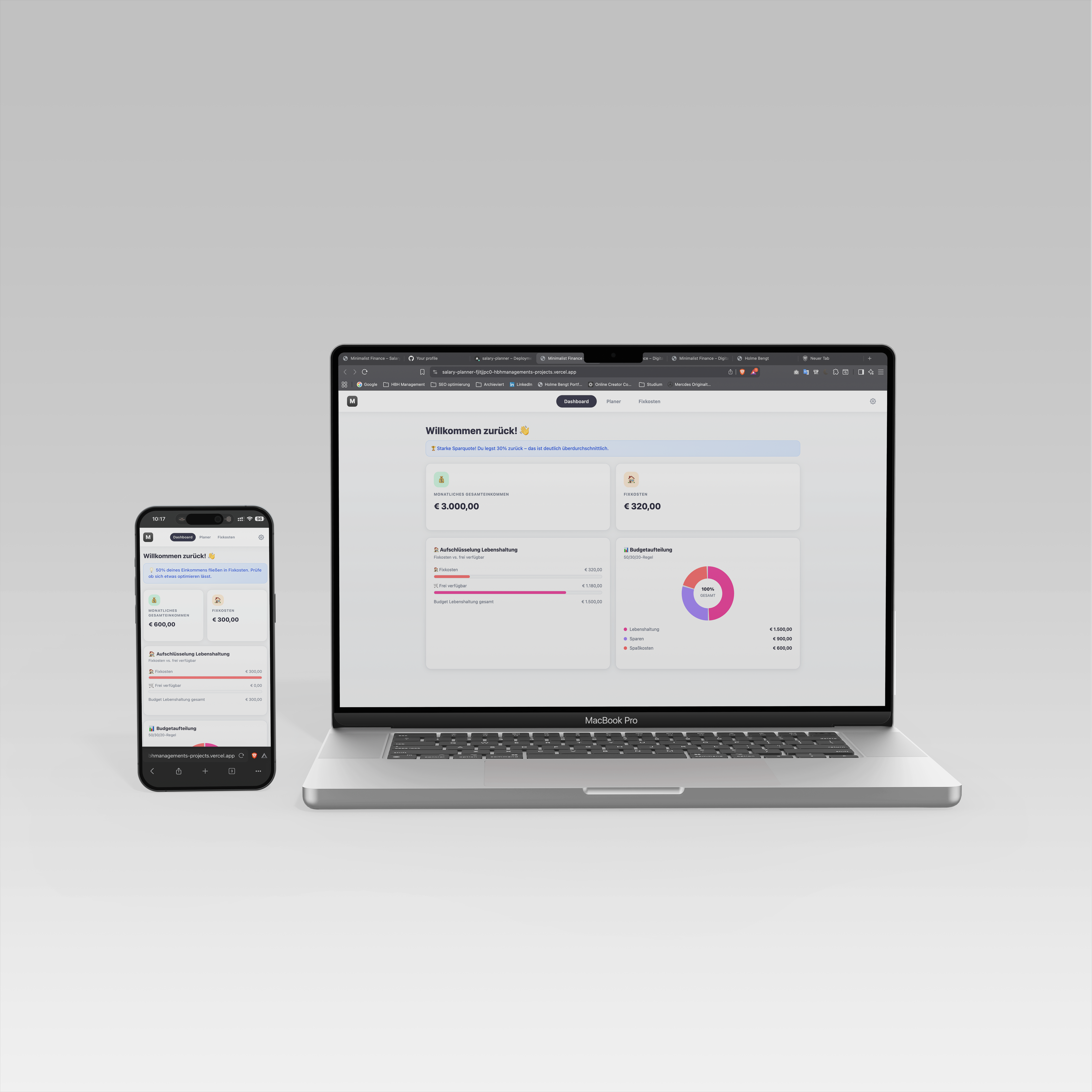 Salary Planner Web App – MacBook and iPhone mockup