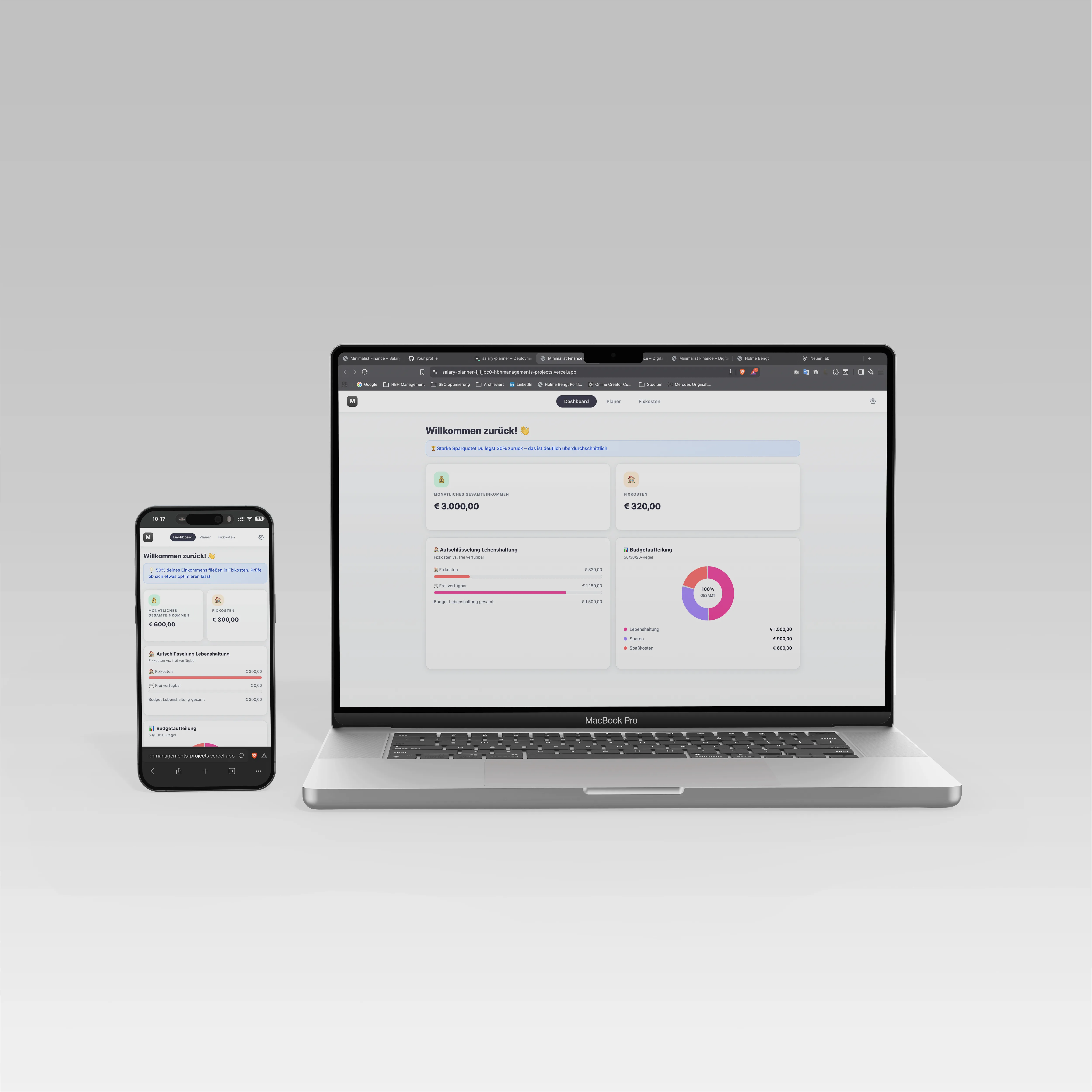 Salary Planner Web App – MacBook and iPhone mockup